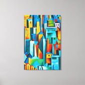 Abstracte Cityscape Buildings Skyscrapers Art Canvas Afdruk (Voorkant)