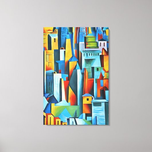 Abstracte Cityscape Buildings Skyscrapers Art Canvas Afdruk (Voorkant)