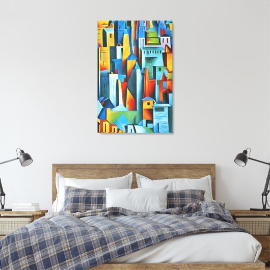 Abstracte Cityscape Buildings Skyscrapers Art Canvas Afdruk (Insitu (Slaapkamer))