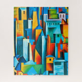 Abstracte Cityscape Buildings Skyscrapers Art Legpuzzel (Verticaal)