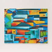 Abstracte Cityscape Buildings Skyscrapers Art Legpuzzel (Horizontaal)