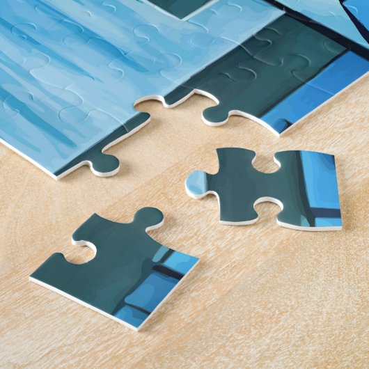 Abstracte Cityscape Buildings Skyscrapers Art Legpuzzel (Zijkant)