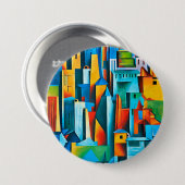 Abstracte Cityscape Buildings Skyscrapers Art Ronde Button 7,6 Cm (Voorkant /achterkant)