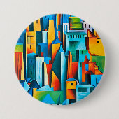 Abstracte Cityscape Buildings Skyscrapers Art Ronde Button 7,6 Cm (Voorkant)
