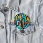Abstracte Cityscape Buildings Skyscrapers Art Ronde Button 7,6 Cm (In situ)