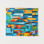 Abstracte Cityscape Buildings Skyscrapers Art Wandkleed (Voorkant (horizontaal))