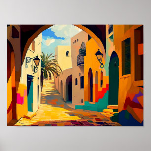 Abstracte Cityscape Canvas hedendaags Poster