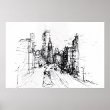 Abstracte Cityscape Uitzicht Sketch -