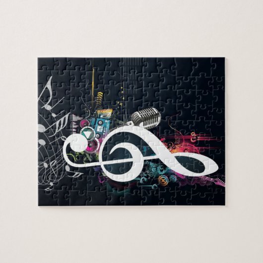 Abstracte Cleft Note en microfoon Legpuzzel (Horizontaal)