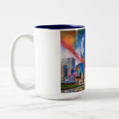 Abstracte Cleveland Skyline Tweekleurige Koffiemok (Links)