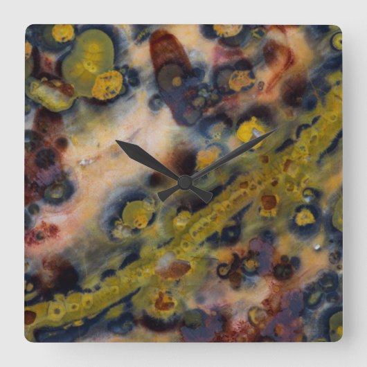 Abstracte close-up van Ocean Jasper Vierkante Klok (Voorkant)