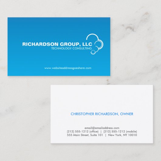 ABSTRACTE CLOUD LOGO op BLAUW GRADIËNT Visitekaart Visitekaartje (Voorkant / Achterkant)