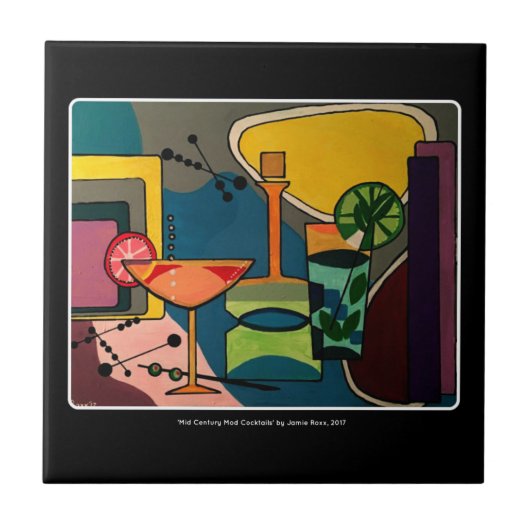 Abstracte cocktails van de middelbare eeuw tegeltje (Voorkant)