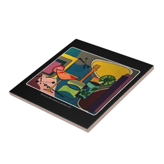 Abstracte cocktails van de middelbare eeuw tegeltje (Zijkant)