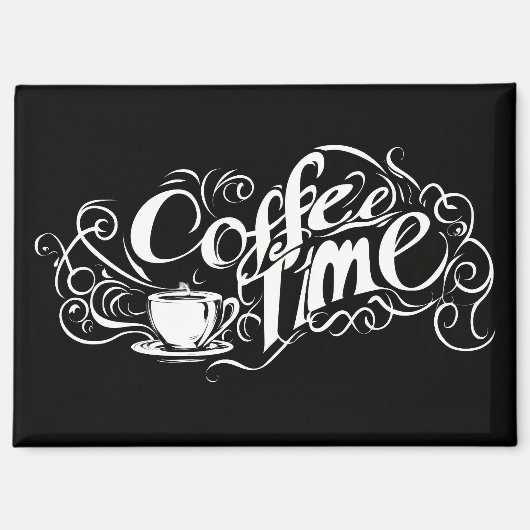 Abstracte Coffee Time Slogan Magneet (Voorkant)
