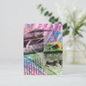 abstracte collage architectuur en woorden briefkaart (Staand voorkant)