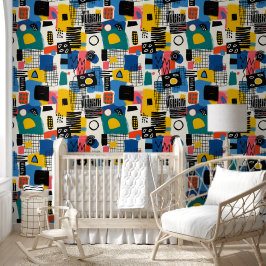 Abstracte collage behang