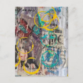 abstracte collage blauwe gele cirkels briefkaart (Voorkant)