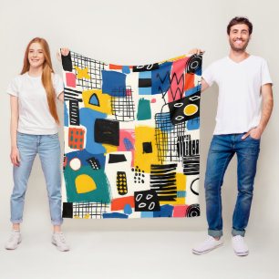 Abstracte collage fleece deken