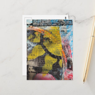 abstracte collage gele zon briefkaart