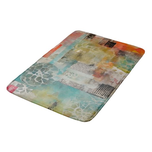 Abstracte collage gemengde media Abstract Badmat (Gekanteld)