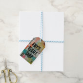 Abstracte collage gemengde media Abstract Cadeaulabel (Met Touw)