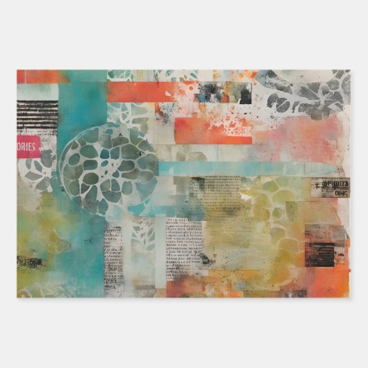 Abstracte collage gemengde media Abstract Inpakpapier Vel (Voorkant 2)