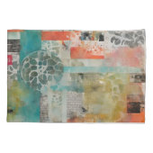 Abstracte collage gemengde media Abstract Kussensloop (Achterkant)