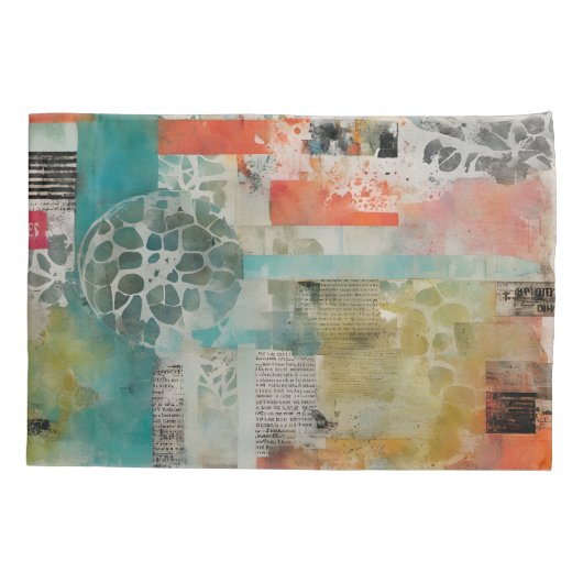 Abstracte collage gemengde media Abstract Kussensloop (Achterkant)