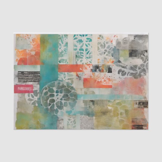 Abstracte collage gemengde media Abstract Tissuepapier (Voorkant)