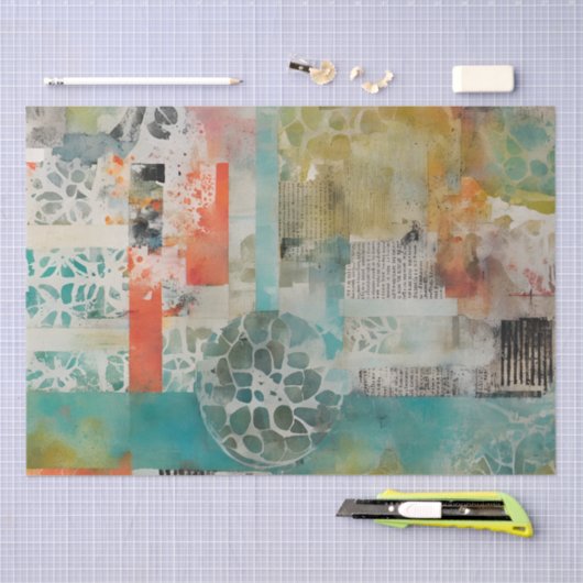 Abstracte collage gemengde media Abstract Tissuepapier (Craft)