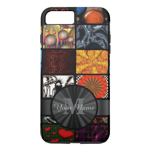 Abstracte collage gepersonaliseerd monogram Case-Mate iPhone case (Achterkant)