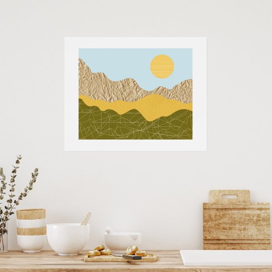 Abstracte Collage Landschap Poster (Keuken)