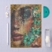 Abstracte collage Meisjesgezicht & Vlinders Tissuepapier (Craft)