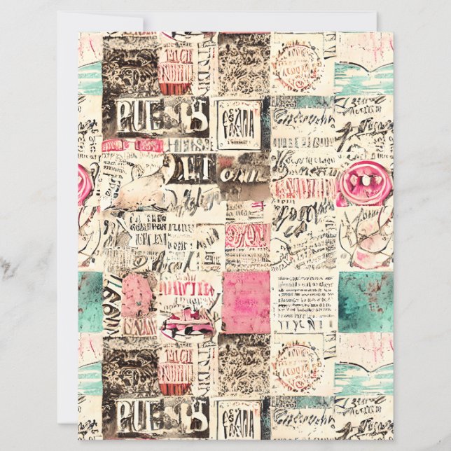 Abstracte Collage met Berichten Scrapbook Papier (Voorkant)
