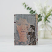 abstracte collage met gezicht en skelet briefkaart (Staand voorkant)