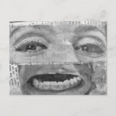 abstracte collage met ogen en mond zwart wit briefkaart (Voorkant)