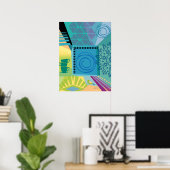 Abstracte Collage met Teacups Poster (Thuiskantoor)