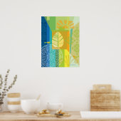 Abstracte Collage met Vogels Poster (Keuken)