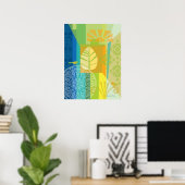 Abstracte Collage met Vogels Poster (Thuiskantoor)