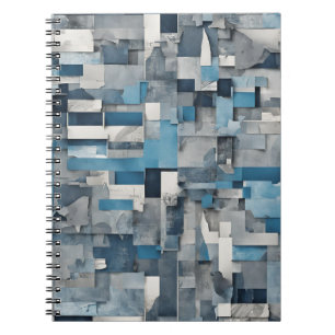 Abstracte Collage Notitieboek – tinten blauw en gr