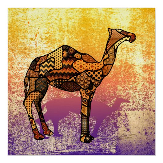 Abstracte Collage Ozzy de Camel ID102 Poster (Voorkant)