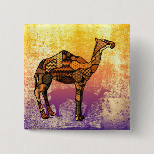 Abstracte Collage Ozzy de Camel ID102 Vierkante Button 5,1 Cm