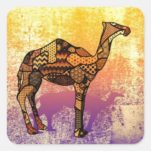 Abstracte Collage Ozzy de Camel ID102 Vierkante Sticker (Voorkant)