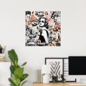 Abstracte collage uit de jaren 60 poster (Thuiskantoor)