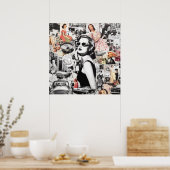 Abstracte collage uit de jaren 60 poster (Keuken)