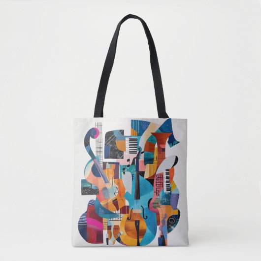Abstracte collage van muziekinstrumenten tote bag (Voorkant)