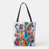 Abstracte collage van muziekinstrumenten tote bag (Achterkant)