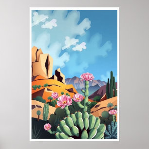 Abstracte Colorado Bergen Woestijn Cactus Poster