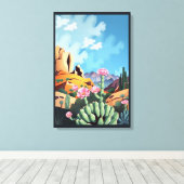 Abstracte Colorado-bergen woestijncactus Canvas Afdruk (Insitu (Houten vloer))